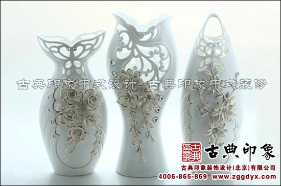 会所中式设计之捏花玉瓷装饰