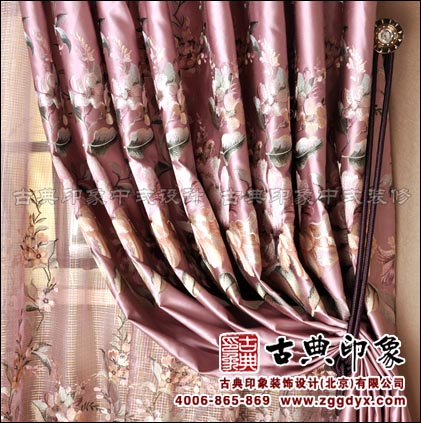 中式绣花窗帘