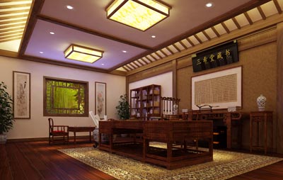 三希堂藏书馆中式装修  楠木装饰的清代皇室书房