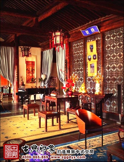 中式装修会所客厅