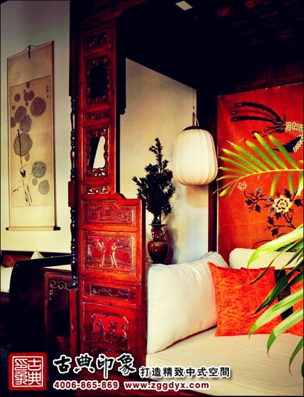 中式装修会所卧室