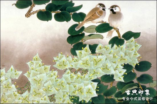 中式空间花鸟画传统图案