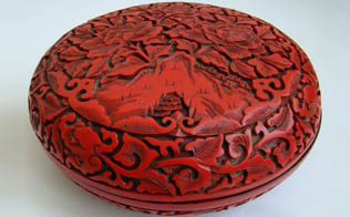 中国古典髹漆刻花工艺品中式配饰