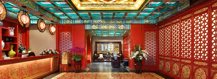 皇派尊贵宫廷中式酒店装修  河南虢州酒店会馆中式装修实景